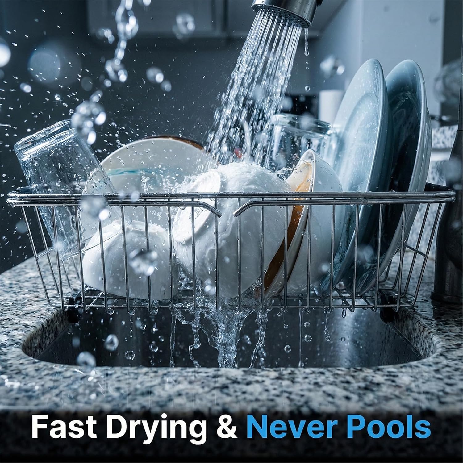 Thickened and Deepened Dish Drying Rack in Sink, Expandable Stainless Steel Dish Drainer with Tray for Kitchen Counter (16x11)