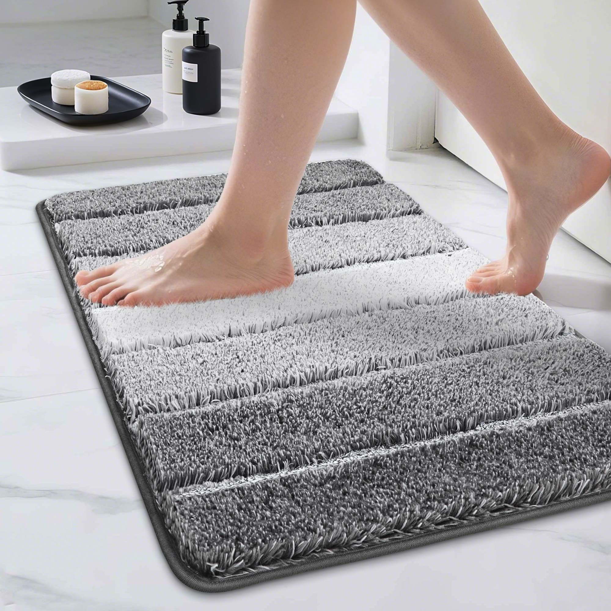 COSY HOMEER Bathroom Rugs 24x17 Ultra Soft Absorbent Bath Mat with Non-Slip TPR Backing Machine Washable Shaggy Rug