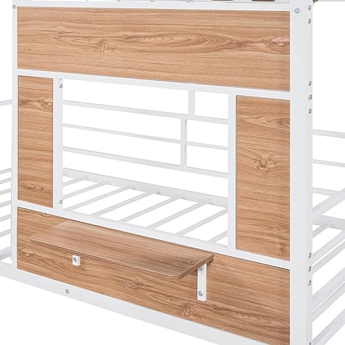 Miniatura 17 de Harper & Bright Designs Junoir - Cama tipo loft de metal tamaño individual para niños, cama baja con techo y escalera, cama tipo loft individual