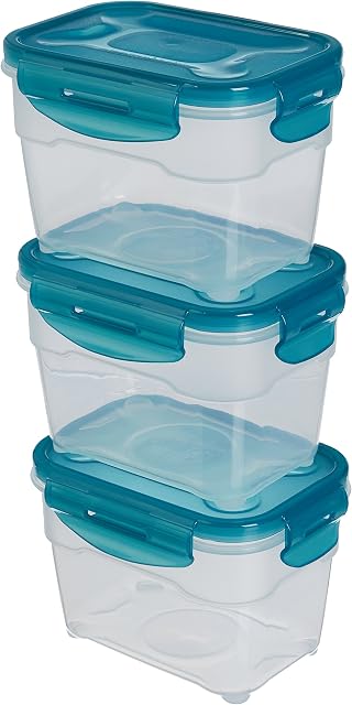 Amazon Basics Air-Locked 3-Piece Food-Storage Set, 3 x 1.0 Liter