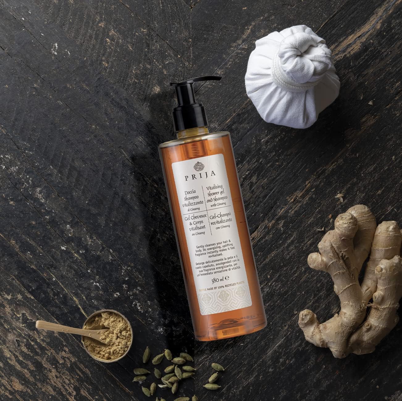thehotelery.de PRIJA Set: Hair & Body Shampoo & Gel doccia – Confezione di ricarica 2 in 1 formula rivitalizzante con estratto di ginseng, estratti vegetali naturali, idratante per pelle e capelli