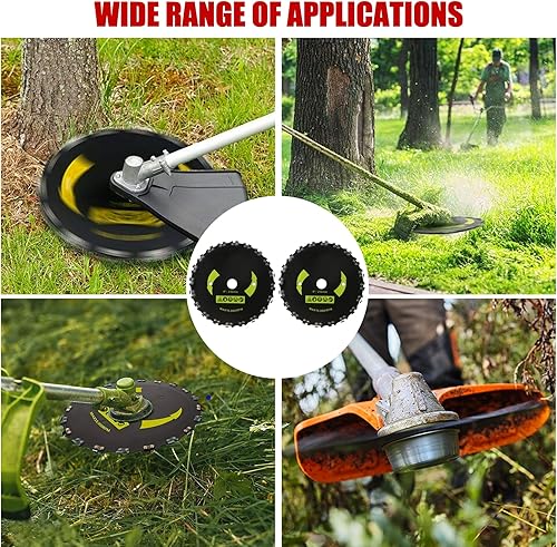 Miniatura 6 de Gashwer Juego de 2 cuchillas de cepillo de dientes de motosierra redonda de acero al carbono de 9 pulgadas x 20T, kit de adaptador universal con 3