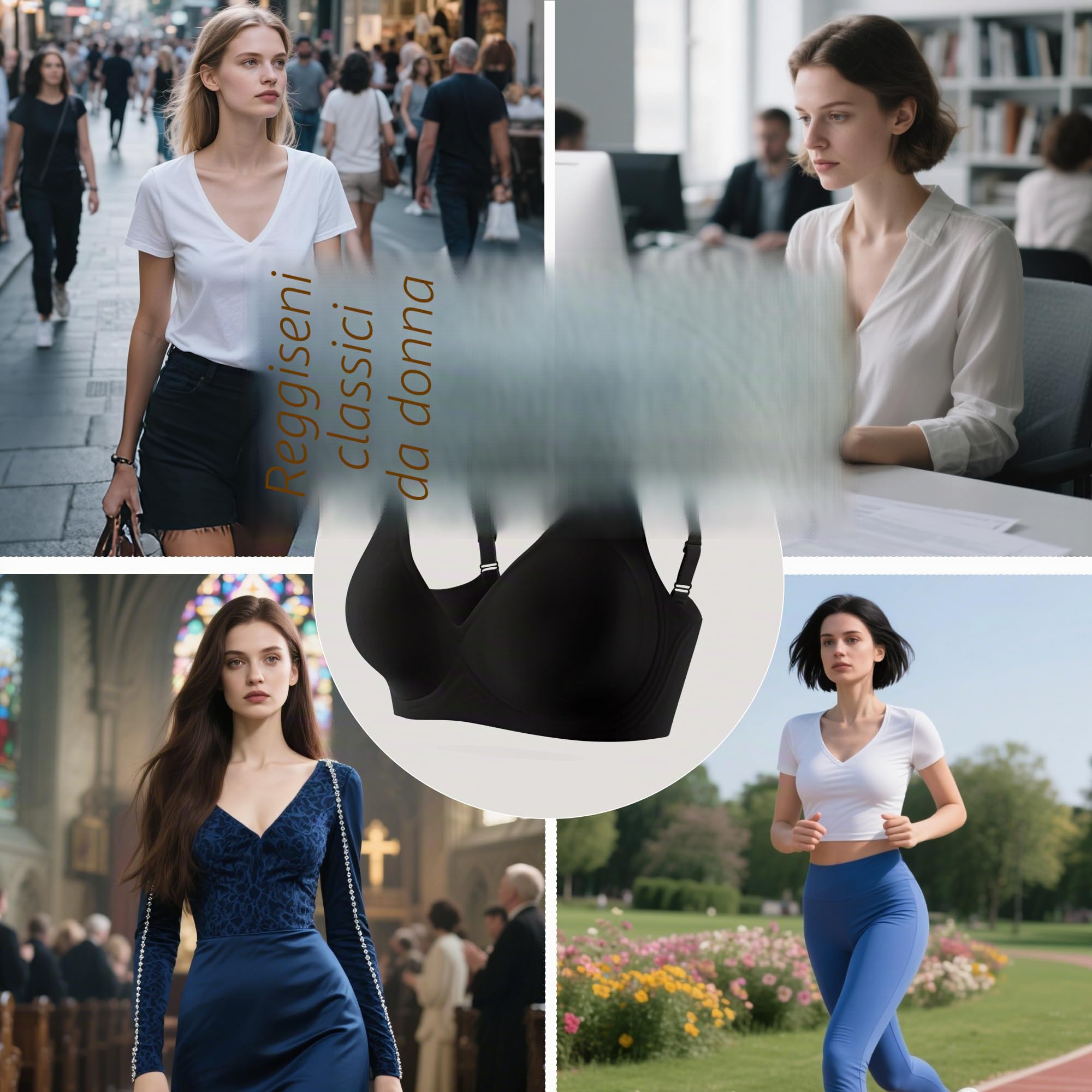 INNERSY Reggiseno Senza Ferretto Invisibile Push Up Reggiseni Donna Basic Scollo a V Intimo Comodo