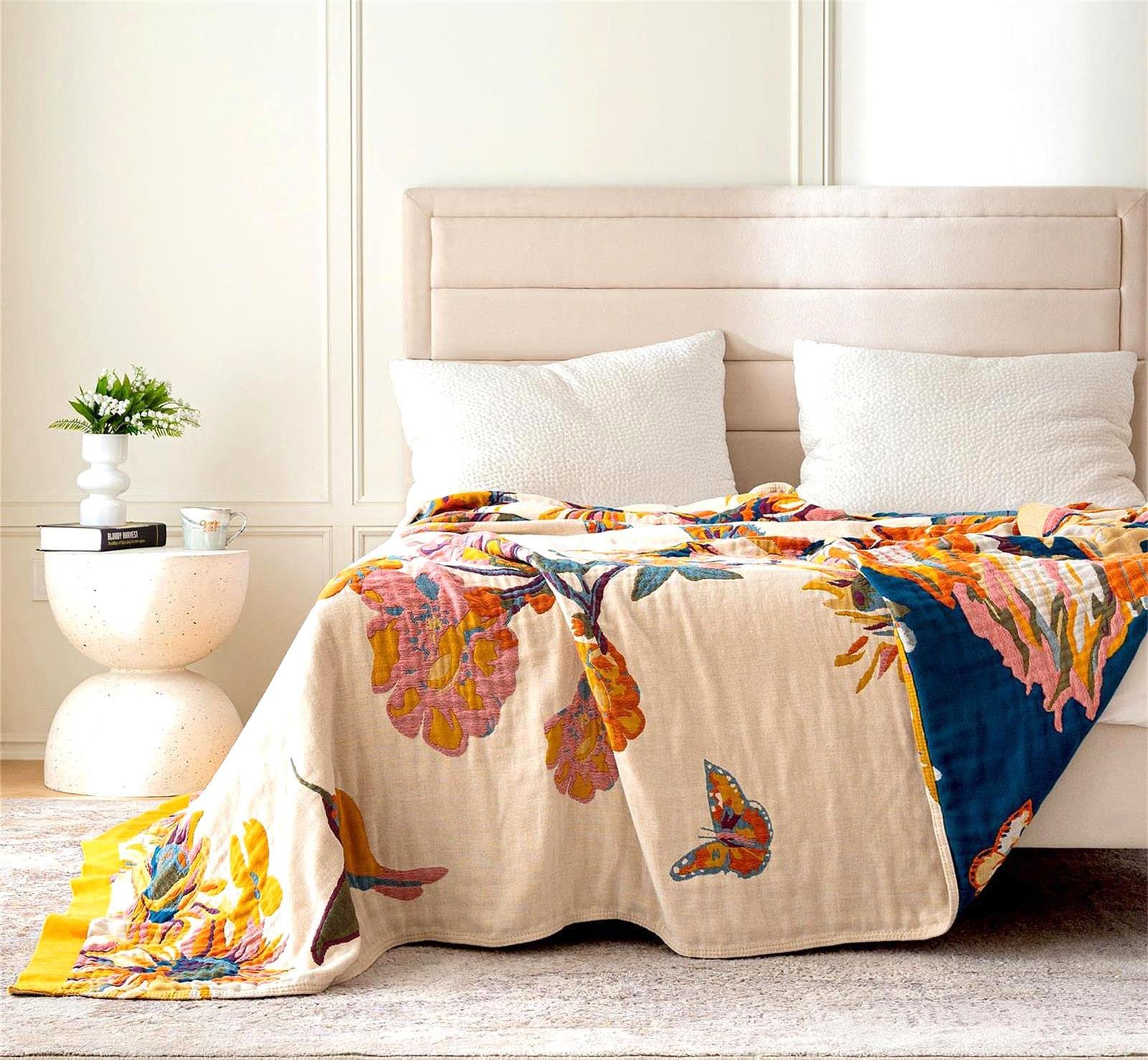 Decke Boho Tagesdecke Kuscheldeck Baumwolle Doppelseitig Bettwäsche, Bed Sofa Blanket Cover Sheet, Baumwolldecke Couchdecke Sesseldecke Wendedecke Bettüberwurf, 200x230cm