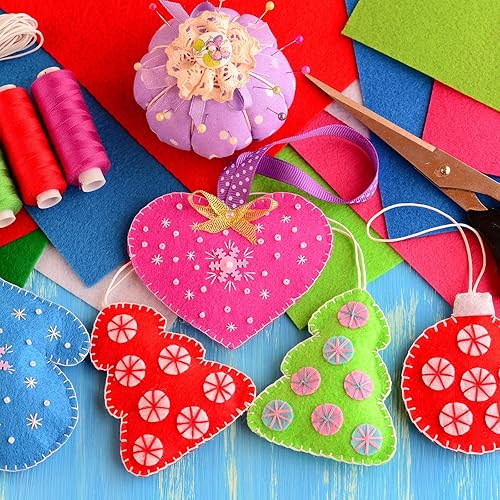Miniatura 7 de Whaline 30 hojas de tela de fieltro rosa, suaves, gruesas, surtidas, 3 colores, paquete de fieltro para manualidades, costura, proyectos de arte de