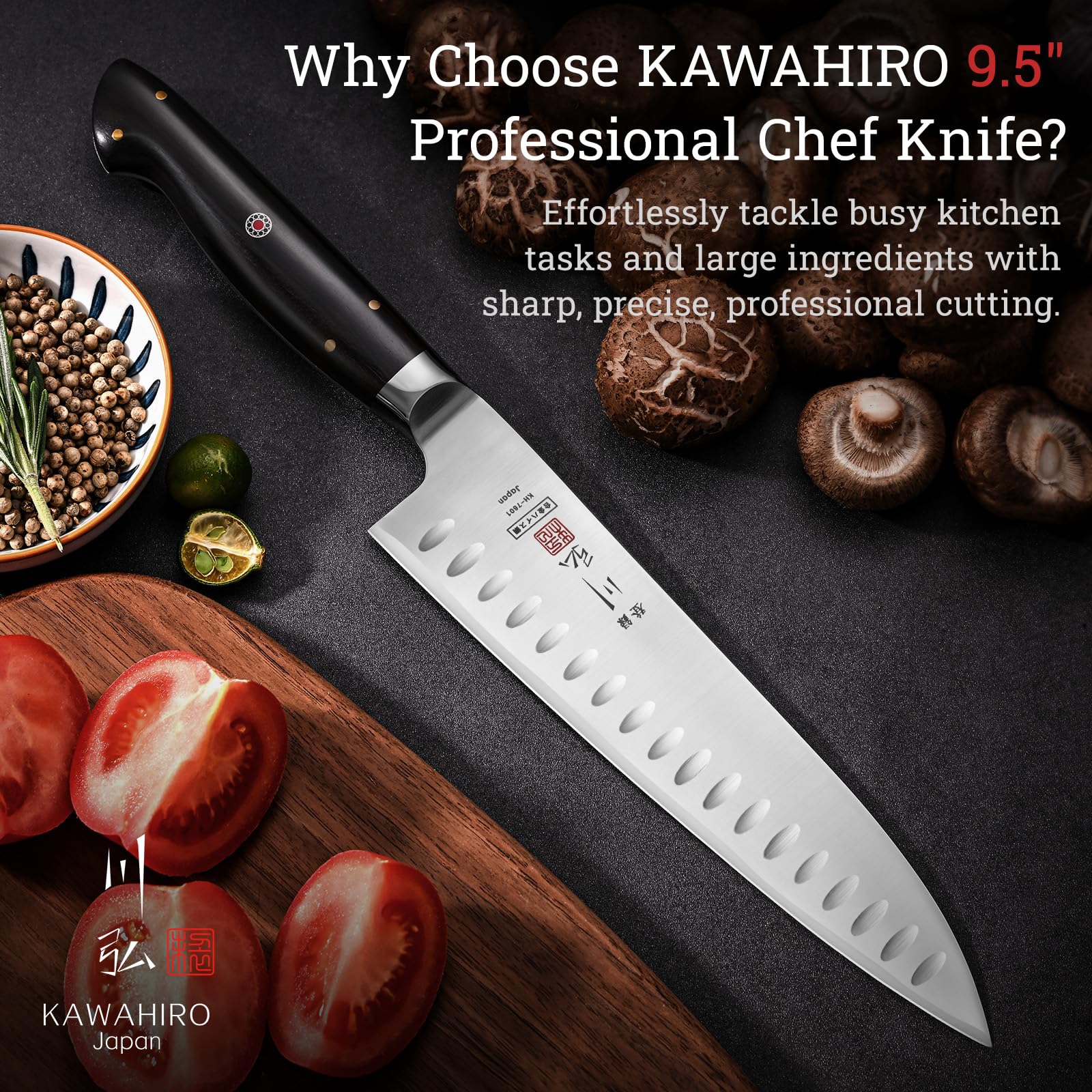 KAWAHIRO 9.5" Japanese Chef Knife, Handcrafted Kitchen Knife — Amazon image 2