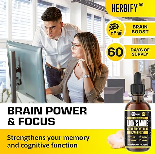 Miniatura 2 de HERBIFY Paquete - Gotas de melena de león y pimienta de cayena - Suplemento para la memoria, la concentración y la claridad y el apoyo inmunológico,
