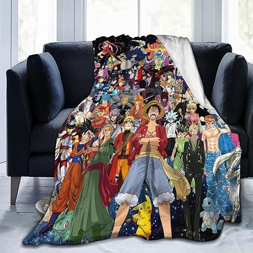 Manta de franela de forro polar de dibujos animados de anime, para todas las estaciones, ligera para aire acondicionado, manta cálida para silla,