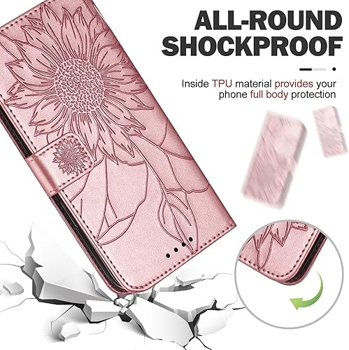 Miniatura 5 de Funda para Galaxy S21S30, funda tipo cartera con ranuras para tarjetas Flip Folio a prueba de golpes Funda protectora para Galaxy S21S30, oro rosa