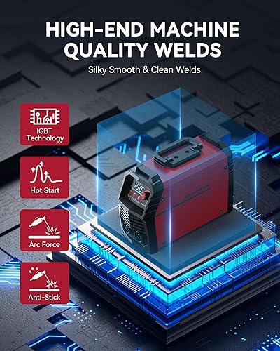 Miniatura 3 de ARCCAPTAIN Soldador de palo de 110 V220 V, pantalla LED grande Máquina de soldadura ARC de 160 amperios con control sinérgico, máquina de soldadura