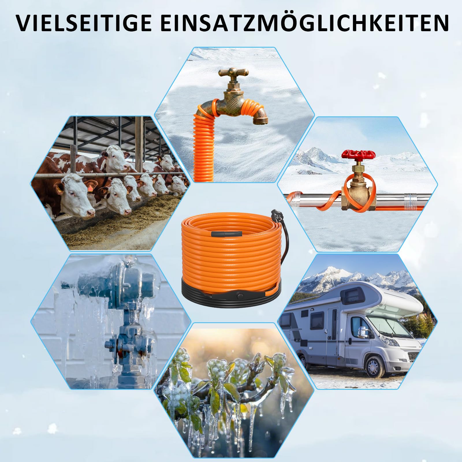 Câble Chauffant Antigel Autorégulant 25W/m 10m IPX7 avec Thermostat