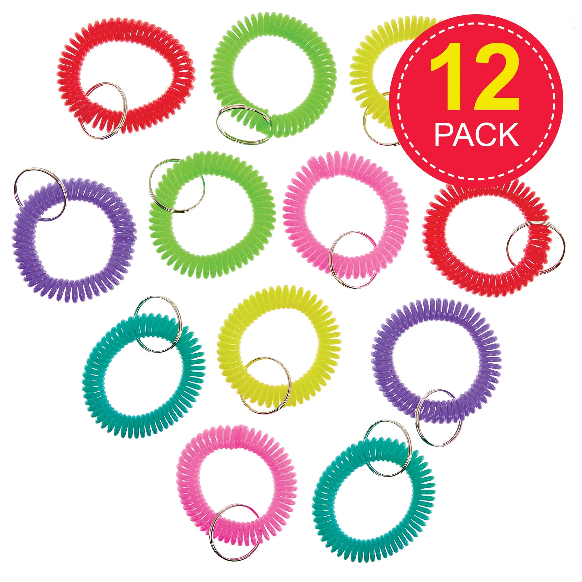 Baker Ross FN230 Spiral Keychains - Pack of 12, Keyring Party Bag Filler for Kids, Multicolour - Image 2