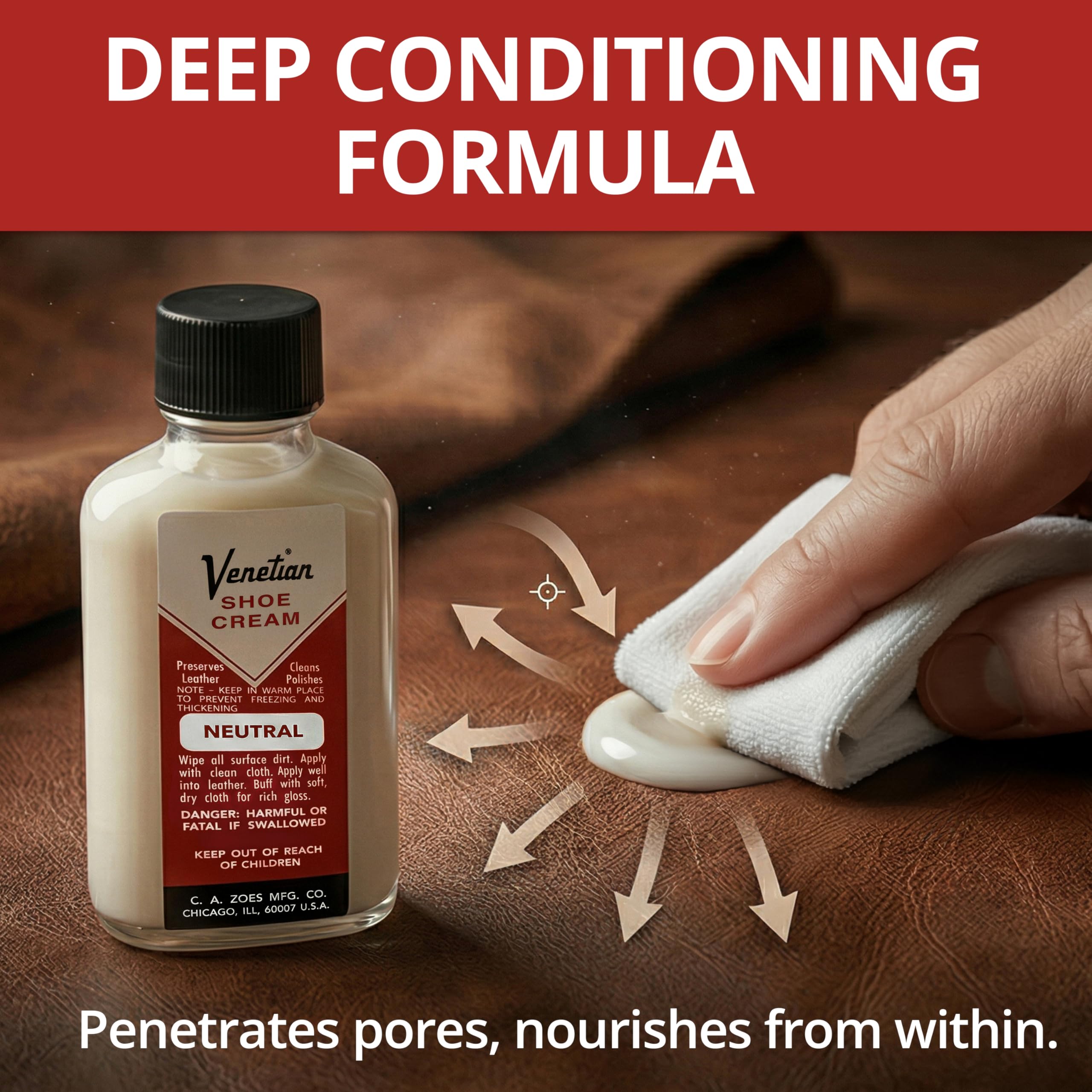 VENETIAN Shoe Cream, 3 once, Neutro