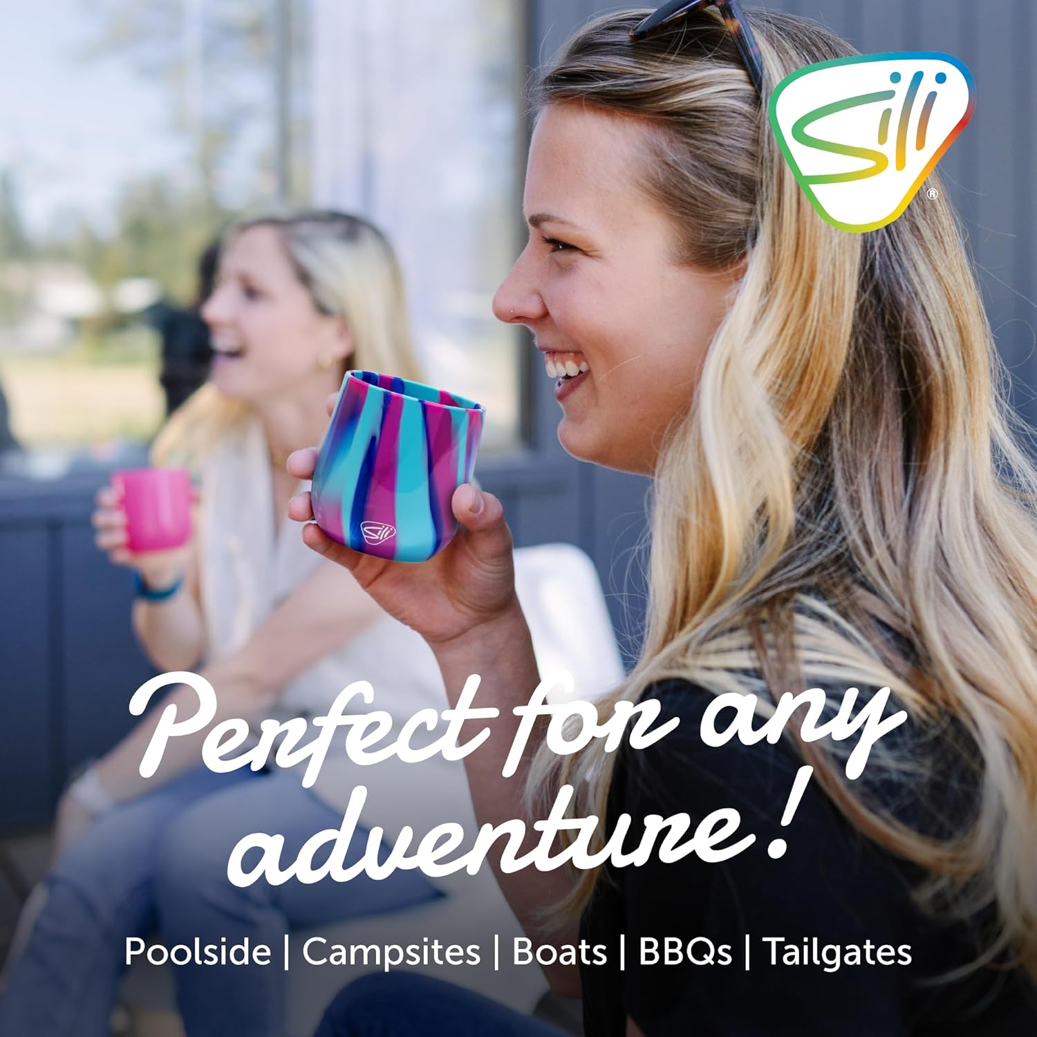 Silipint 12oz Stemless Silicone Wine Glass - BPA-Free Shatterproof Non-Toxic Dishwasher Safe Unbreakable Wine Glass - Perfect for Outdoor Picnics Camping Home Use Pack of 4 Peppermint Stripe