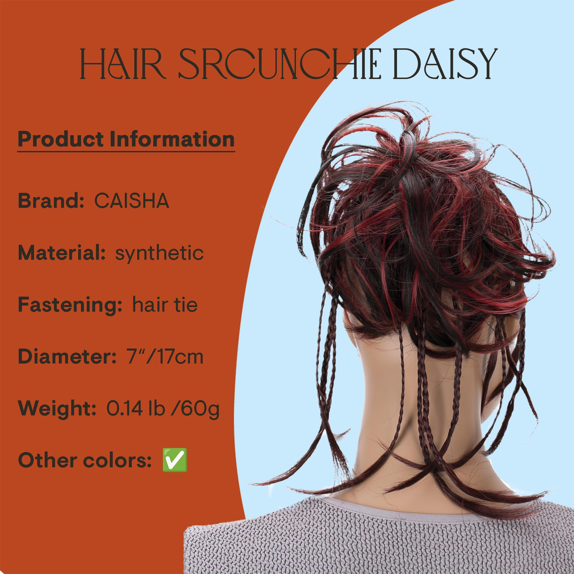 CAISHA XXL Cheveux Cravate Chignons Coiffures De Mariée Volumineux Chignon Désordonné Ondulé Mélange Brun Foncé Rouge G28D - 3