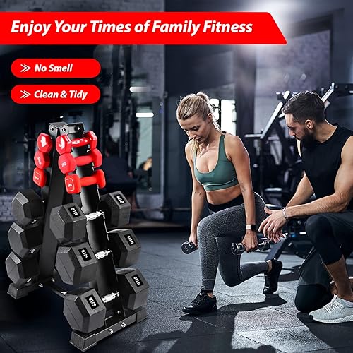 Vista 15 de Soporte para mancuernas solamente, soporte de pesas para mancuernas compacto con marco A para gimnasio en casa, ahorro de espacio