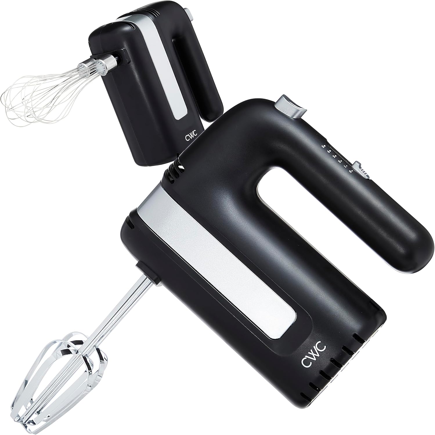 COOK WITH COLOR Handheld Mixers: Whip up Deliciousness! Beaters & Whisk Attachments. Lightweight & Labeled, 150w 5 Speed, Black