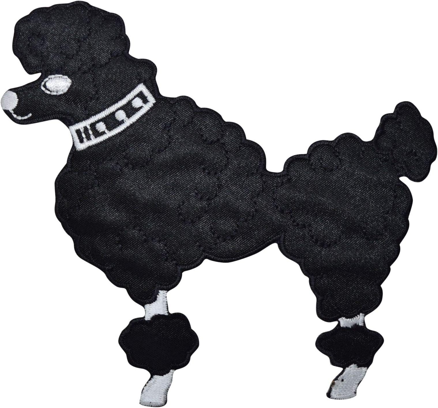 Wholesale Applique Medium Black Poodle - Facing Left - Iron on Applique/Embroidered Patch