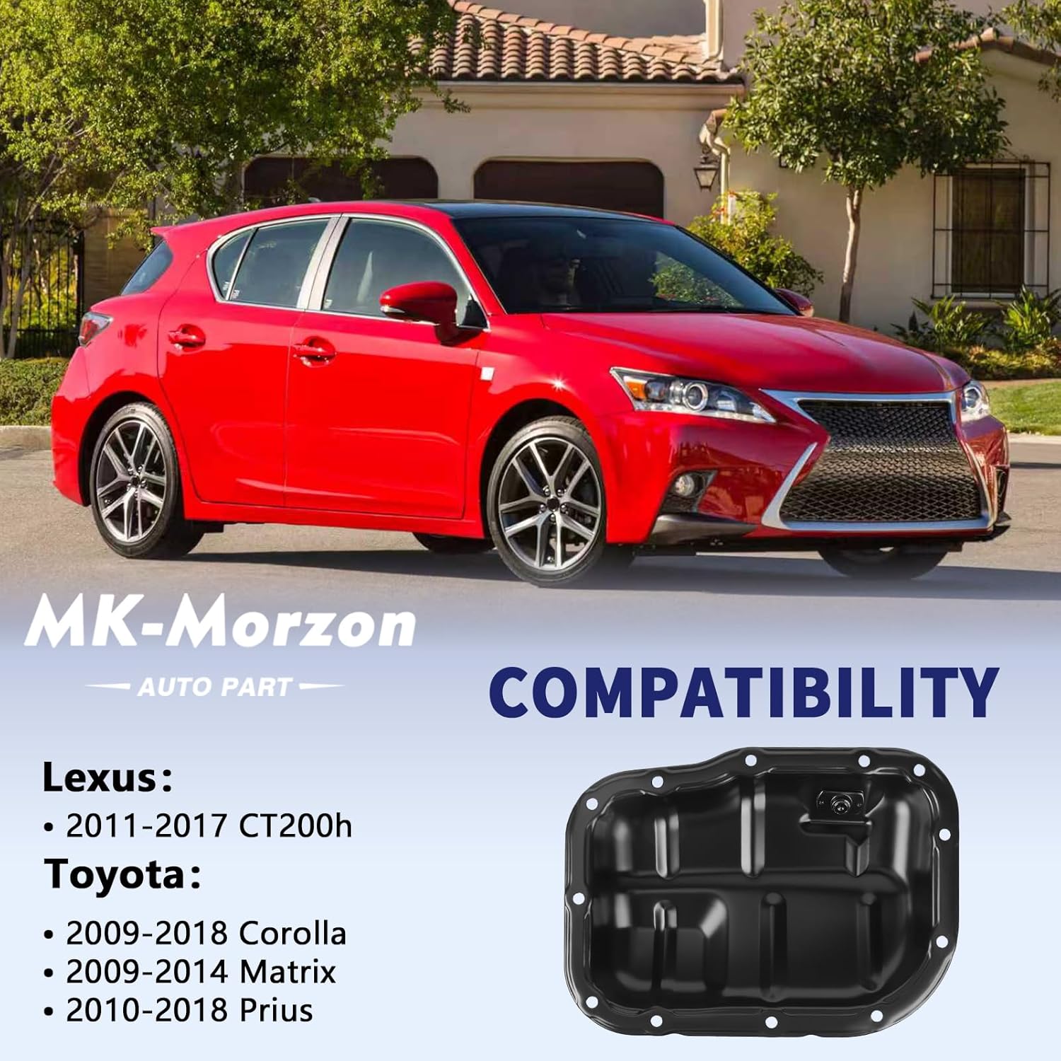 264-324 Lower Engine Oil Pan Sump Kit with Drain Plug Gasket Compatible with Lexus CT200h Toyota Corolla Matrix Prius Replaces# 12102-37010