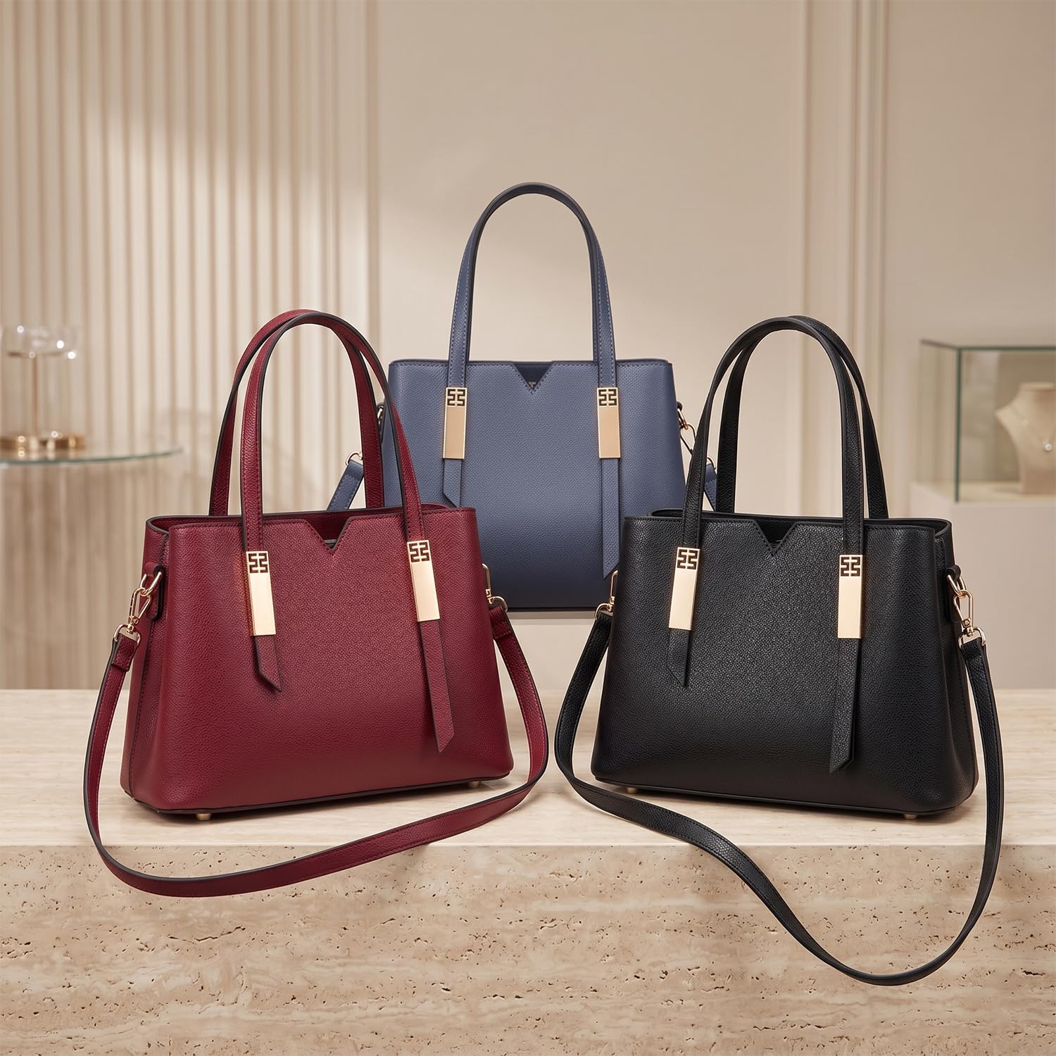 Bolso de Mano Mujer de Cuero Genuino Vintage, Bolso de Boda Fiesta Clásico, Elegante Bolso Estructurado con Asa Superior y Bandolera Casual Rojo