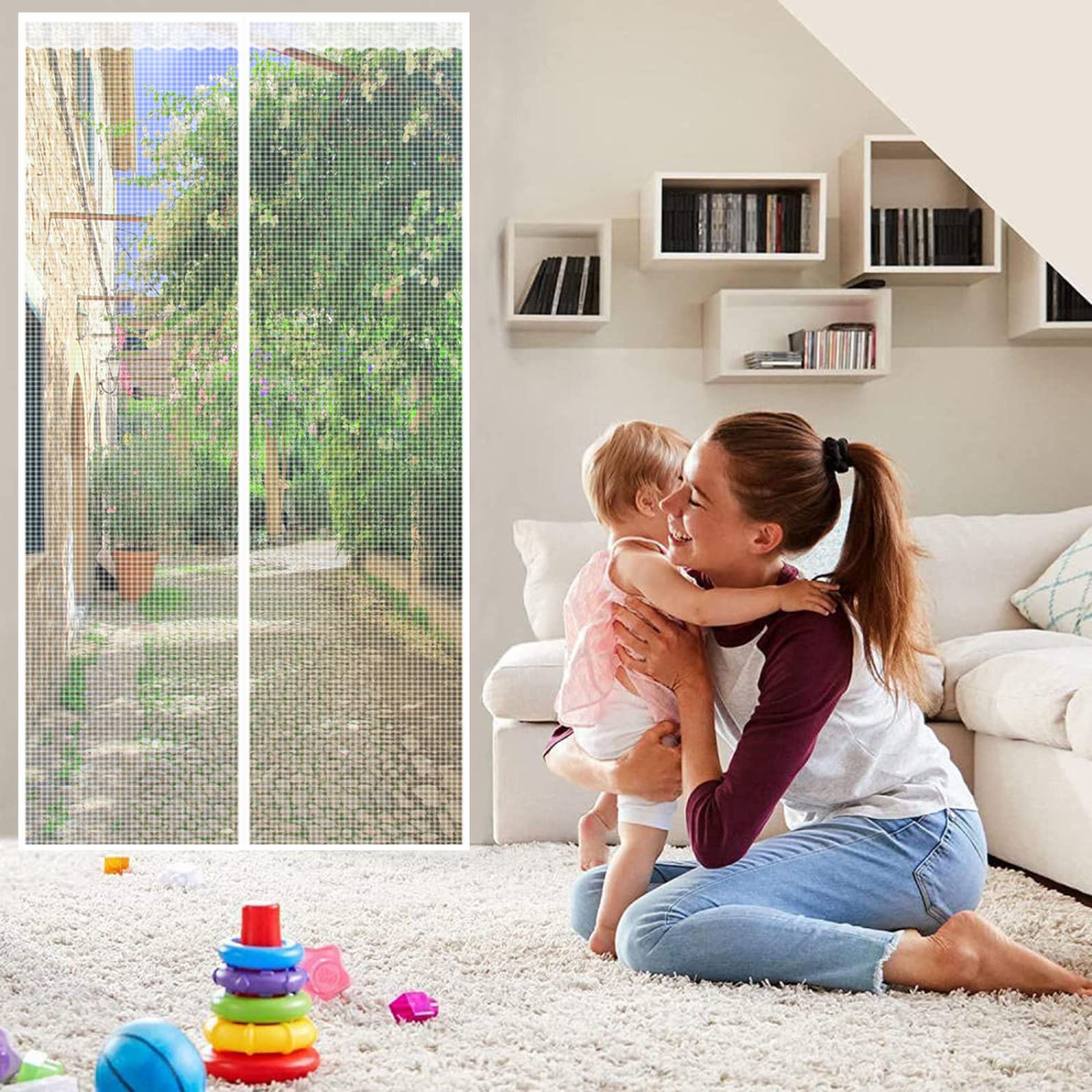 Porte Moustiquaire Magnétique Fermeture Automatique Sans Perçage Facile