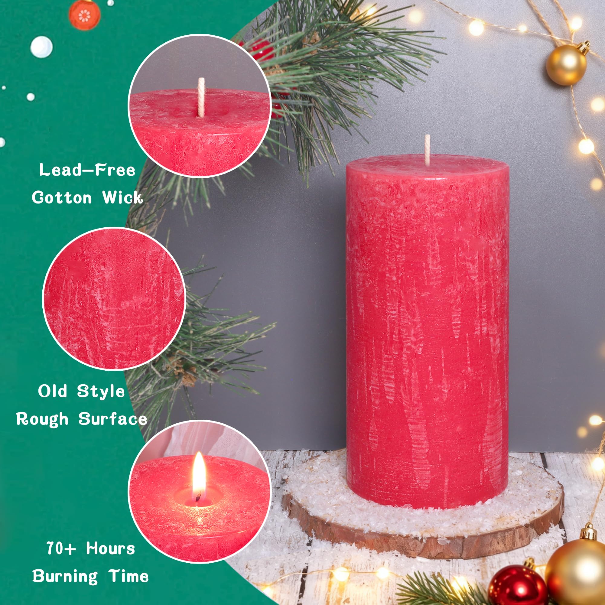 Candele profumate di Natale della colonna, 3x6 pollici candele