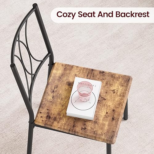 Miniatura 10 de Juego de mesa de comedor para 4, mesa de cocina y sillas para 4, juego de mesa de comedor con 4 sillas de madera y metal, juego de mesa de cocina