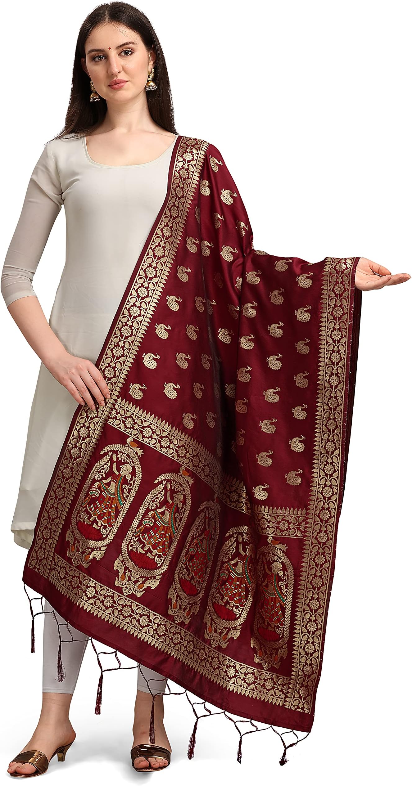 DEVANGI 織バナラシ シルク ザリ デュパッタ/チュンニ