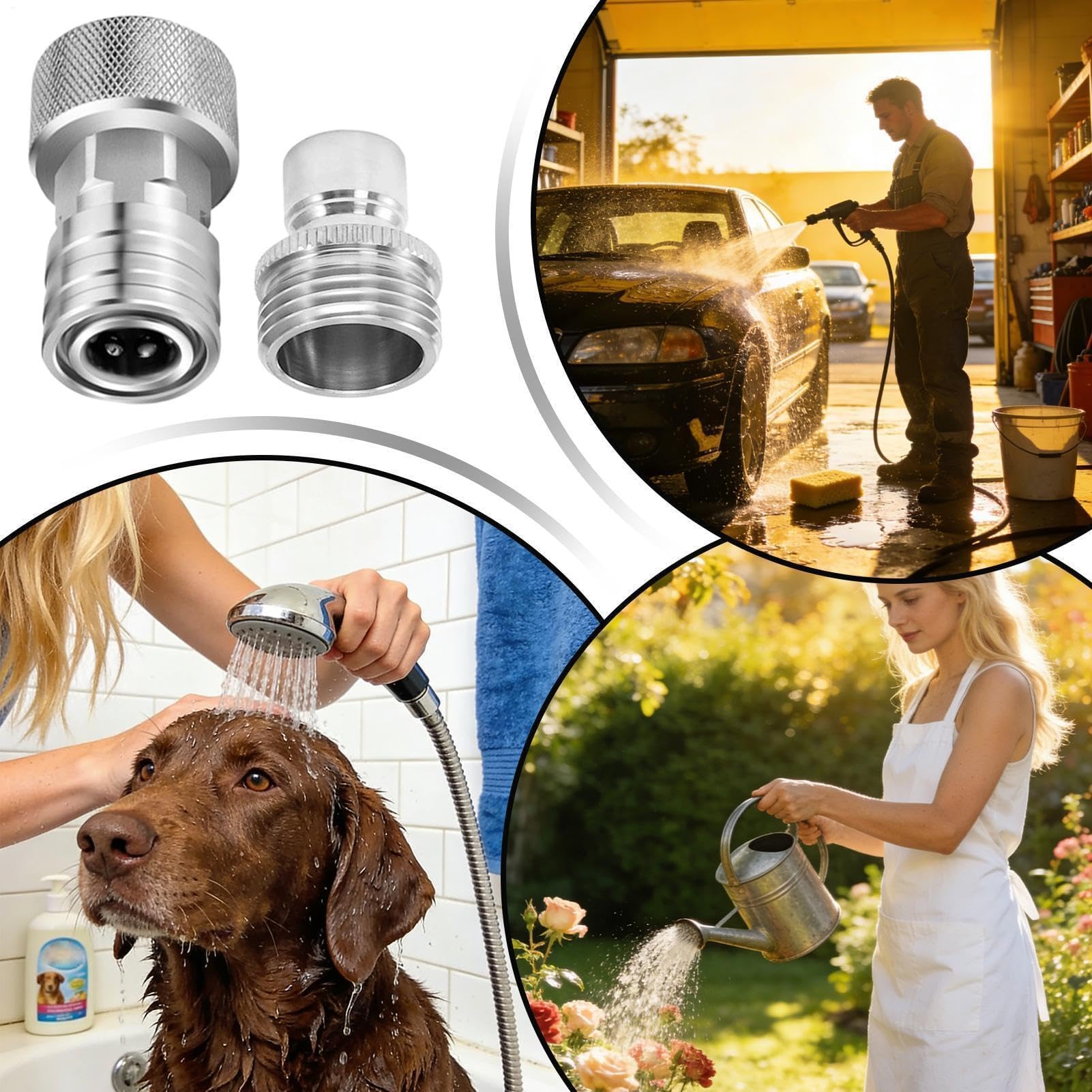 Connettore universale a prova di perdite, adattatore per tubo | Per cucina, terrazza, irrigazione e pulizia del giardino; connessione facile e sicura; compatibilità universale
