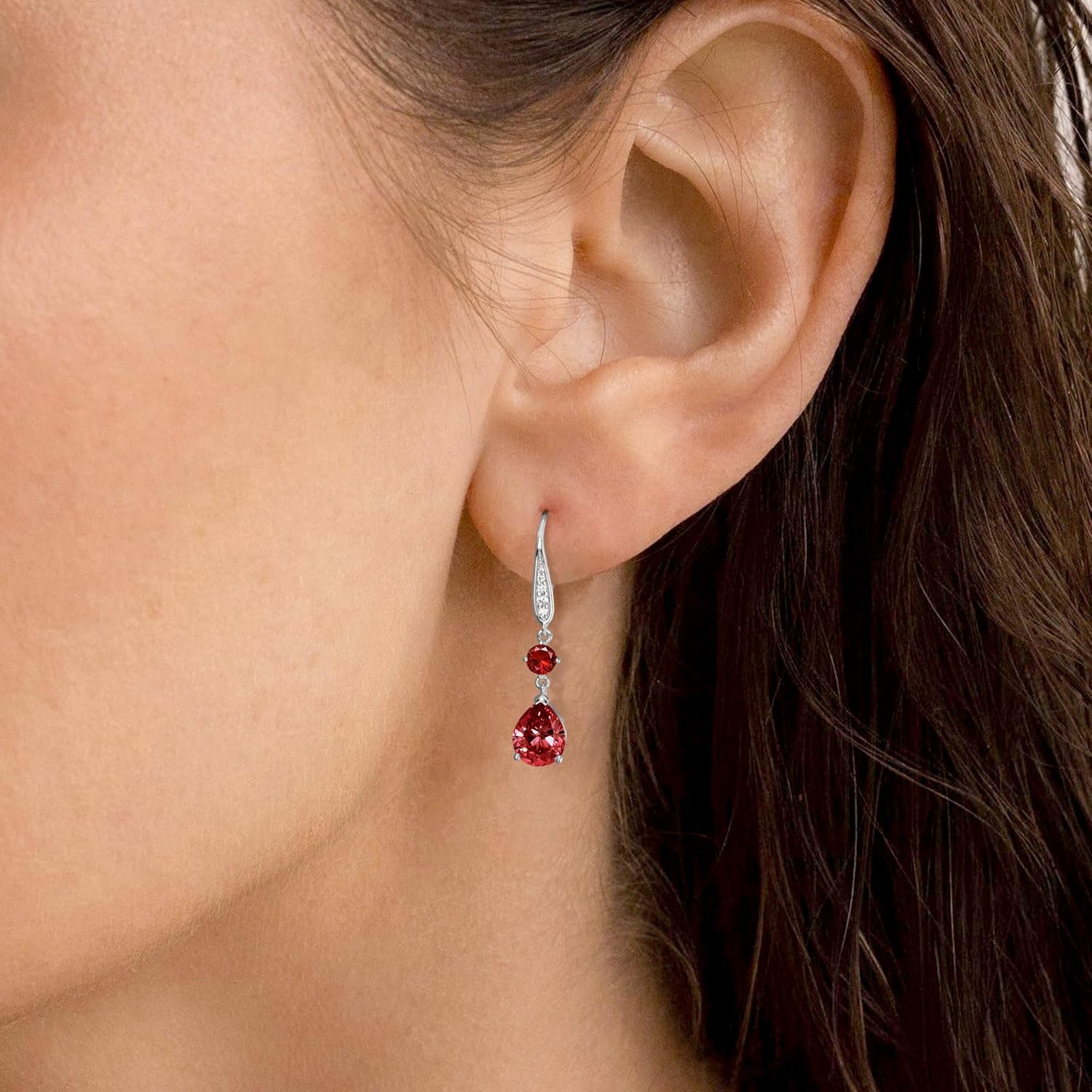 Teardrop Dangle Drop Earrings for Women 925 Sterling Silver Birthstone Leverback Earrings Birthday Valentines Day Anniversary Jewelry Gifts for Women Mom Wife Her - Image 2