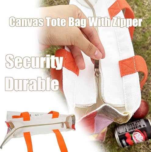 Vista 4 de SENSWEALD Bolsa de lona para mujer con cremallera, bolsa de lona duradera y portátil reutilizable, bolsa de mano estética