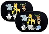 HECKBO 2X Parasol Autoadhesivo para Coche - protección Solar para niños - Animales bebés con Momia - 48x31cm - protección Solar para ventanillas de Coche - Ventana Lateral - parasoles con Bolsa