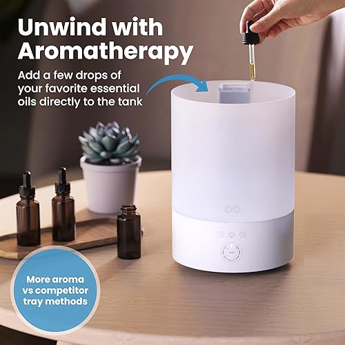 Miniatura 7 de Everlasting Comfort Humidificador de llenado superior de 2.5 litros para dormitorio, silencioso, fácil de llenar y limpiar, tiempo de funcionamiento