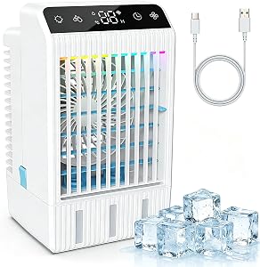 Portable Air Conditioners: Mini AC Fan Swamp Evaporative Cooler with 1000ML Water Tank USB Powered Personal Car Air Conditioner for Room Bedroom Office Camping Tent