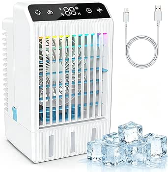 Portable Air Conditioner Mini AC Fan with 1000ML Water Tank, USB Powered Personal Cooler for Room, Office, Camping, Tent