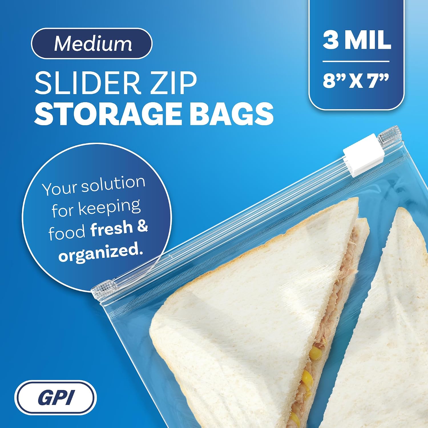 GPI - Slider Zip Quart Food Storage Bags, 8" x 7" 3 Mil Heavy Duty, Strong & Durable For Freezer Storage, 200 Count image 5