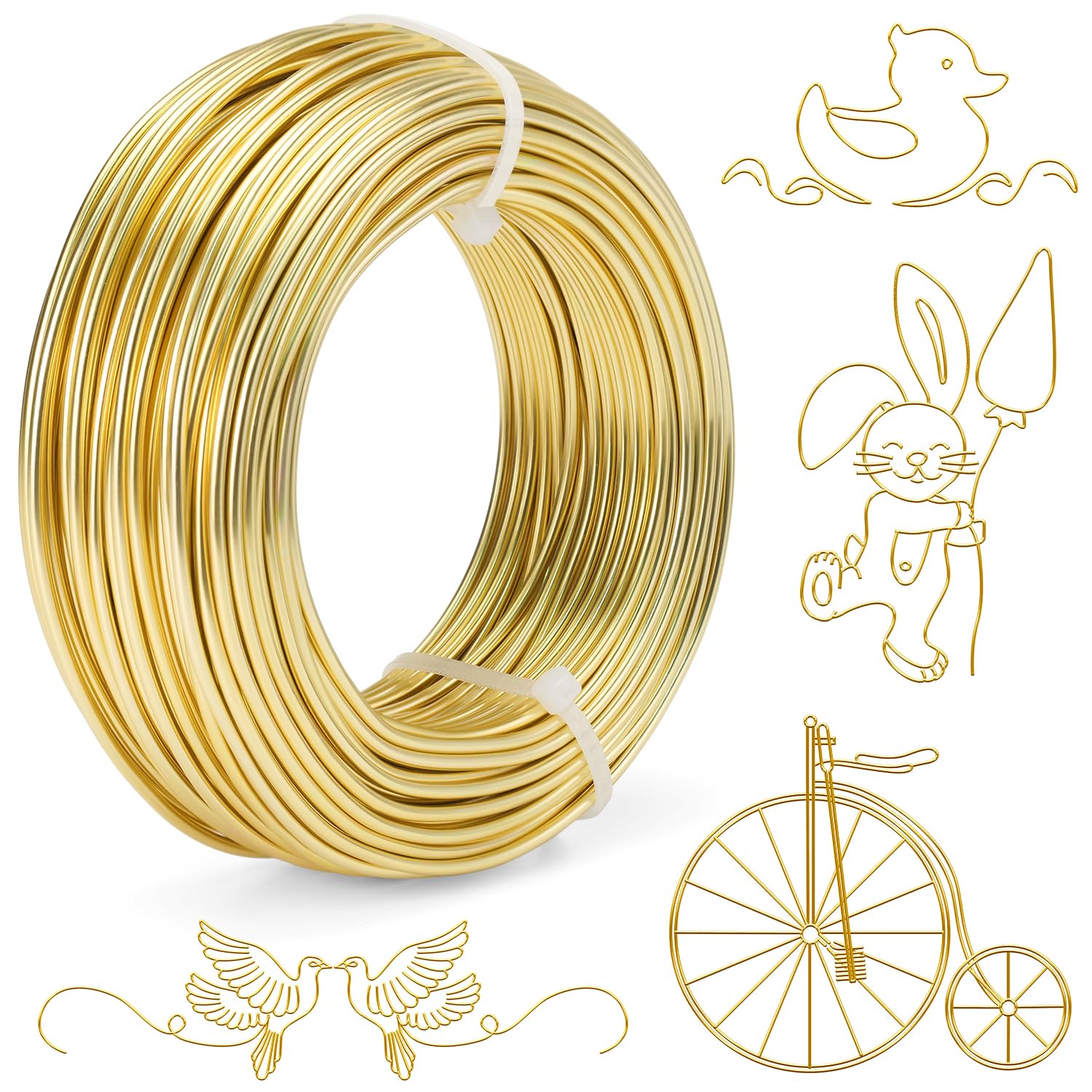 2mm Draht Zum Basteln 30m Aluminiumdraht Anodized Basteldraht Gold Schmuckdraht Wire Draht Sehr Weich, Biegsam und Vielseitig Verwendbar für die Herstellung