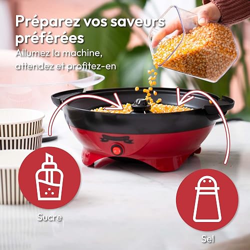 Gadgy Machine à Popcorn Rétro 5 L 800W Antiadhésive Rouge - 8