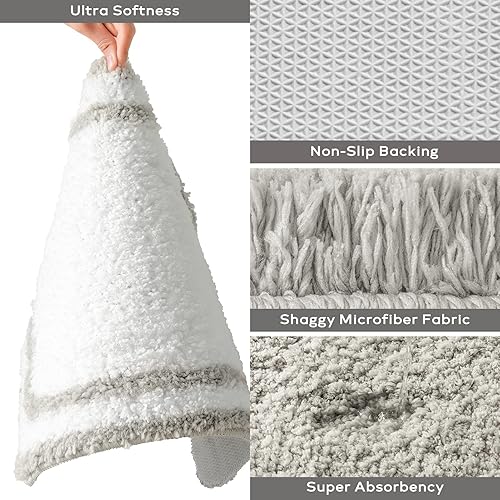 Miniatura 8 de Ashler - Juego de 2 tapetes de baño rectangulares color azul oscuro, lavables a máquina, de secado rápido, suaves y peludos, antideslizantes para