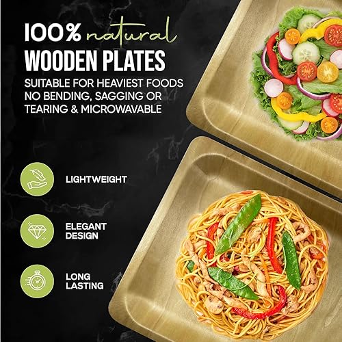 Miniatura 6 de Perfect Stix Platos de madera de 10 pulgadas con impresión personalizada de Feliz Acción de Gracias, paquete de 25 unidades