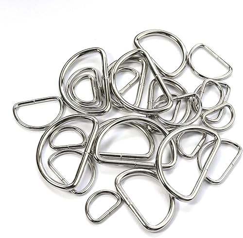Miniatura 6 de Anillo en D de metal no soldado, anillos en D chapados en níquel, varios 0.5 pulgadas, 0.75 pulgadas, 1 pulgada, 1.25 pulgadas (100 unidades)