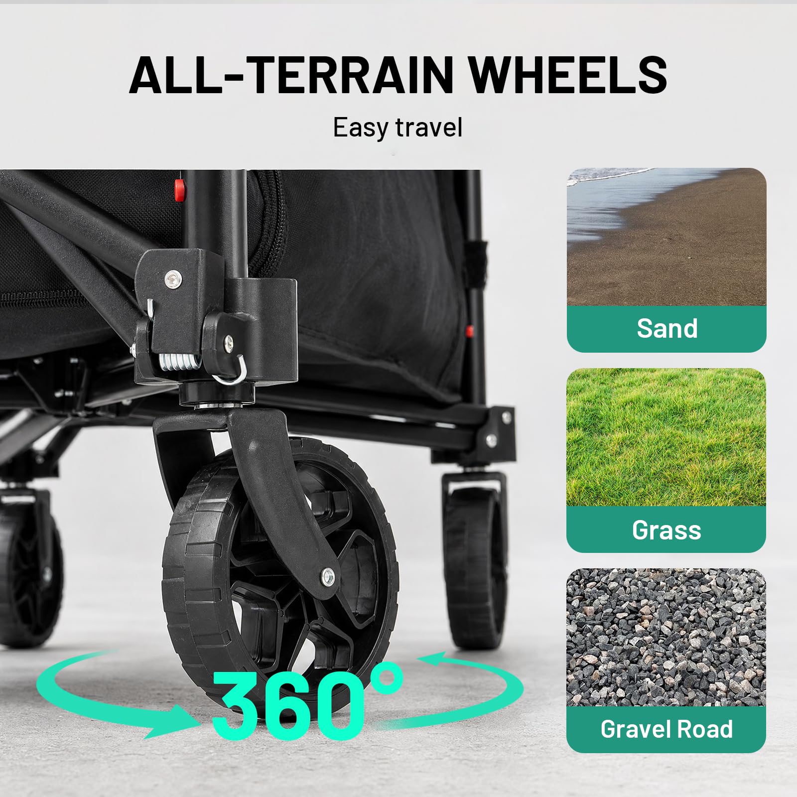 Overmont Carrello Pieghevole 3 in 1-120 L Grande Capacità, Portata fino a 100 kg - Carrello con Ruote Tutto Terreno, Leggero e Compatto - per Campeggio, Spiaggia, Giardino, Shopping e Sport