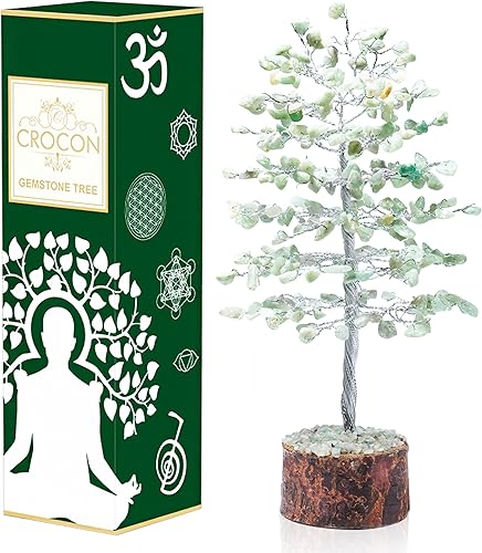 Árbol de la vida de cristal de jade verde, árbol de piedras preciosas hecho a mano, árbol de la vida de chakras, árbol del dinero, árbol de Feng