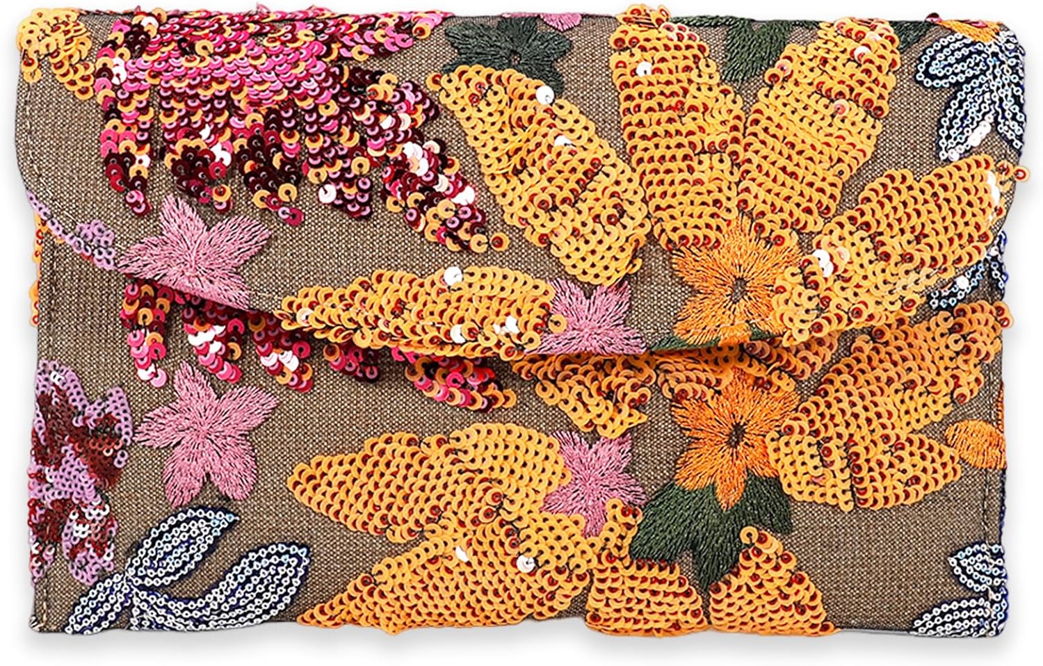 Women's Floral Embroidery Sequin Evening Clutch Bags Party Purses Beaded bags