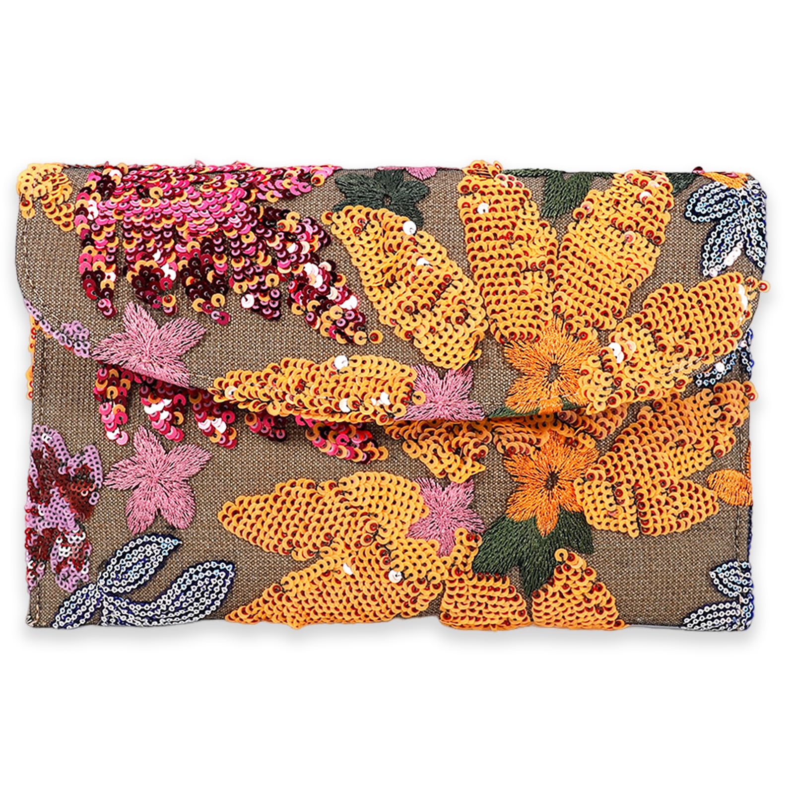 EGOUE Women's Floral Embroidery Sequin Evening Clutch Bags Party Purses Beaded bags