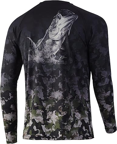 Chemise De Pêche Huk Performance Homme - Petit Bleu Imprimé Poisson - Taille S
