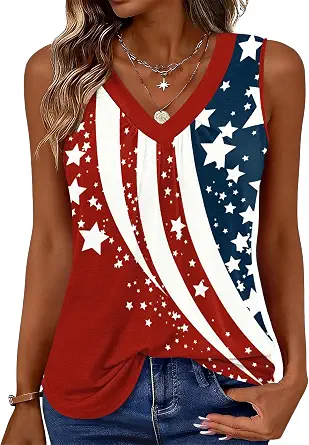 Blingfit Women's Summer Sleeveless V-Neck Pleated Tank Top
