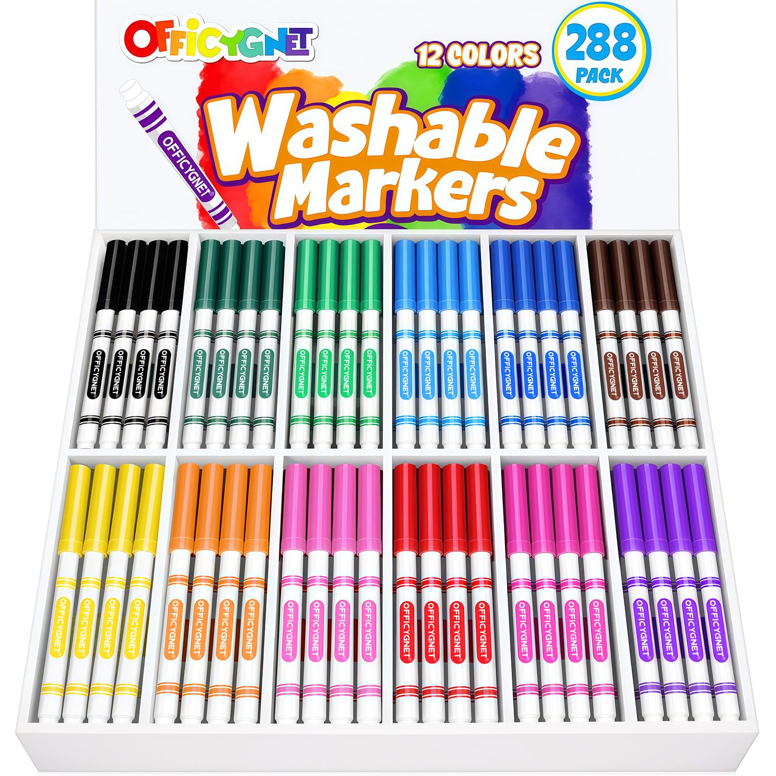 Amazon.com: Officygnet 288 Count Washable Markers Bulk, Coloring