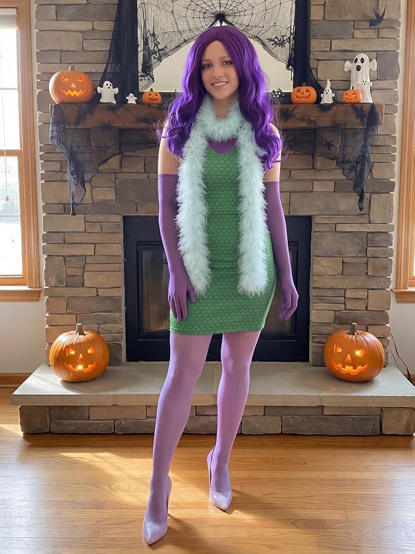 Zeyune 4 Pcs Halloween Purple Medusa Woman Monster Costume by Zeyune - Used condition - Image 11