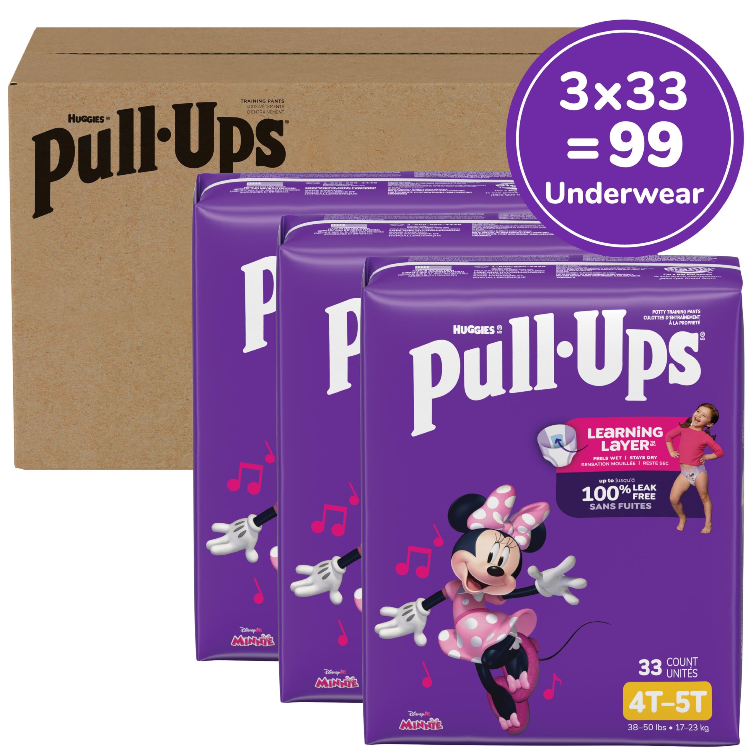 Girls' Potty Training Pants Underwear Size 6, 4T-5T, 99 Ct, One Month Supply